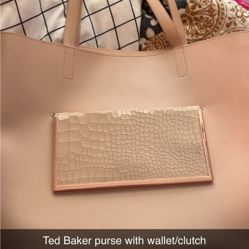 Ted Baker Tan Tote Bag with Matching Clutch